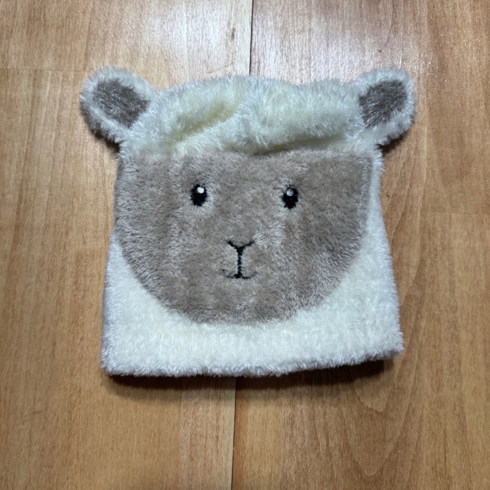 Kids Fuzzy Lamb Sheep Winter Beanie Hat Cream White Plush Animal Ears